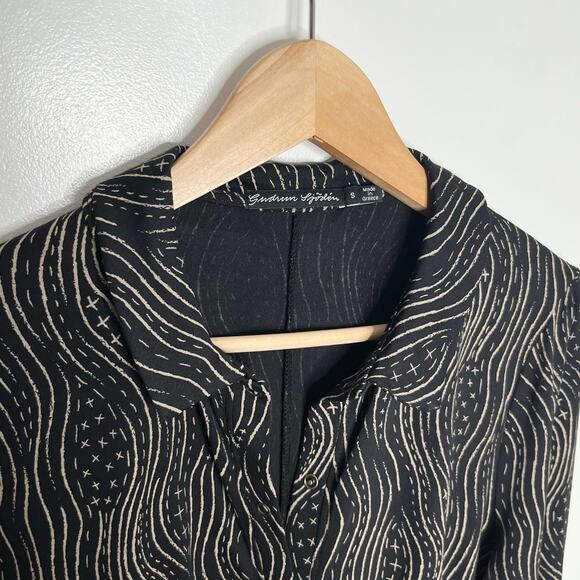 Gudrun Sjoden Long Sleeve Snap Button Shirt Dress Womens Small Black Lagenlook - Picture 4 of 10